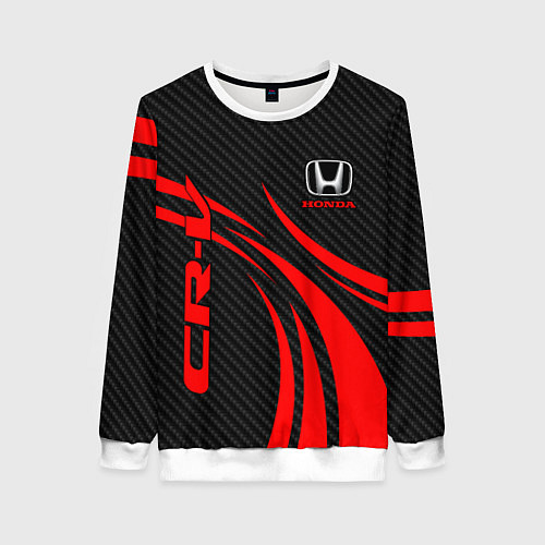 Женский свитшот Honda CR-V - красный и карбон / 3D-Белый – фото 1