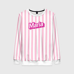 Свитшот женский Имя Мария в стиле Барби: розовая полоска, цвет: 3D-белый