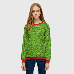 Свитшот женский Зелёный газон, цвет: 3D-красный — фото 2