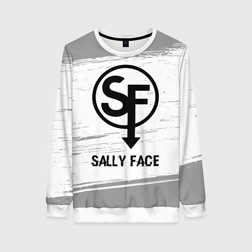 Женский свитшот Sally Face glitch на светлом фоне / 3D-Белый – фото 1