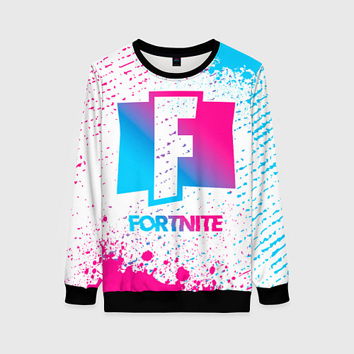 Женский свитшот Fortnite neon gradient style / 3D-Черный – фото 1
