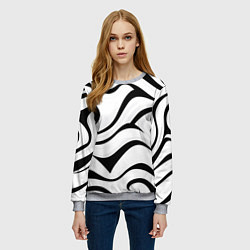 Свитшот женский Анималистическая абстракция зебры, цвет: 3D-меланж — фото 2