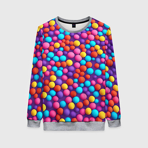 Женский свитшот Паттерн разноцветные шарики - нейросеть / 3D-Меланж – фото 1