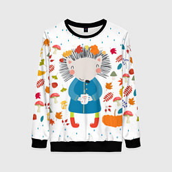 Женский свитшот Милый ежик в осенних листьях