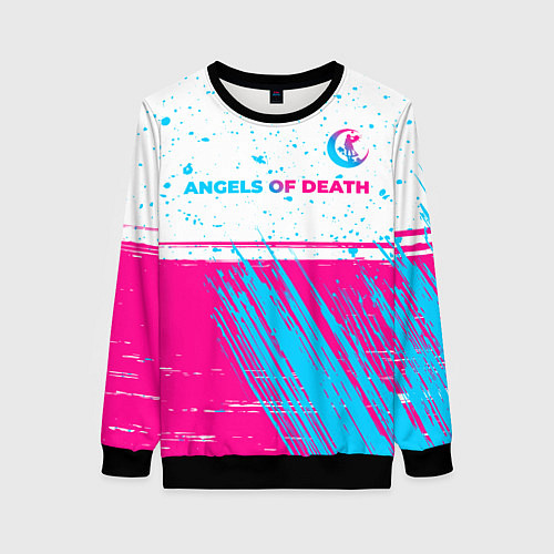 Женский свитшот Angels of Death neon gradient style: символ сверху / 3D-Черный – фото 1