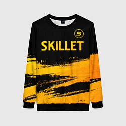 Свитшот женский Skillet - gold gradient: символ сверху, цвет: 3D-черный