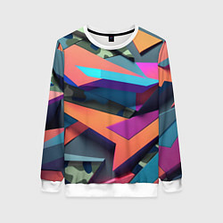 Свитшот женский Камуфляж и цветная геометрия - нейросеть, цвет: 3D-белый