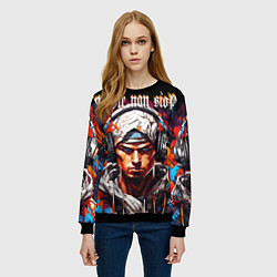 Свитшот женский Граффити парень в наушниках music non stop, цвет: 3D-черный — фото 2