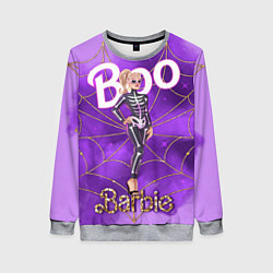 Свитшот женский Барби в костюме скелета: паутина и фиолетовый дым, цвет: 3D-меланж