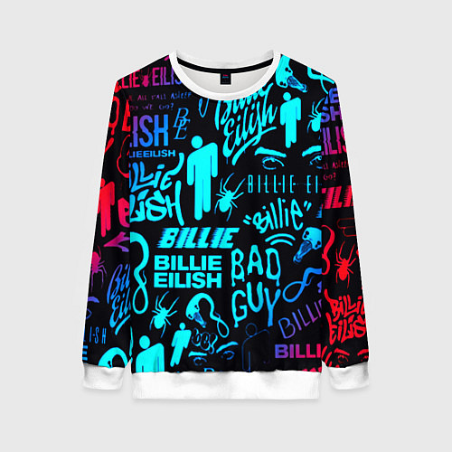 Женский свитшот Billie Eilish neon pattern / 3D-Белый – фото 1