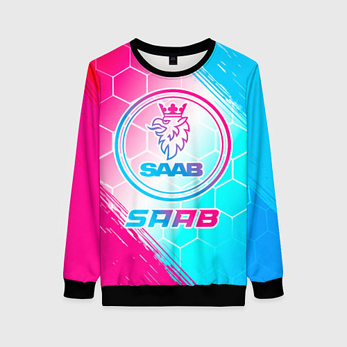 Женский свитшот Saab neon gradient style / 3D-Черный – фото 1