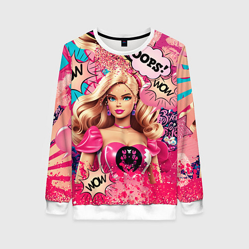 Женский свитшот Барби в стиле поп арт / 3D-Белый – фото 1