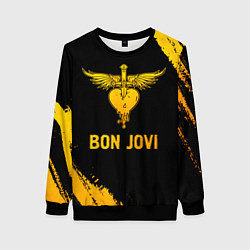 Свитшот женский Bon Jovi - gold gradient, цвет: 3D-черный