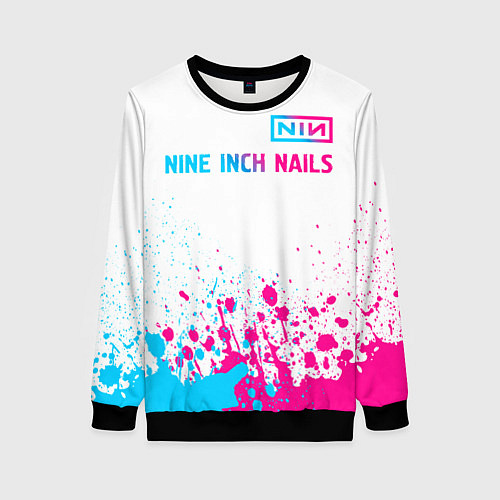 Женский свитшот Nine Inch Nails neon gradient style: символ сверху / 3D-Черный – фото 1