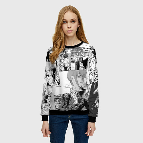 Женский свитшот Человек Бензопила манга / 3D-Черный – фото 3