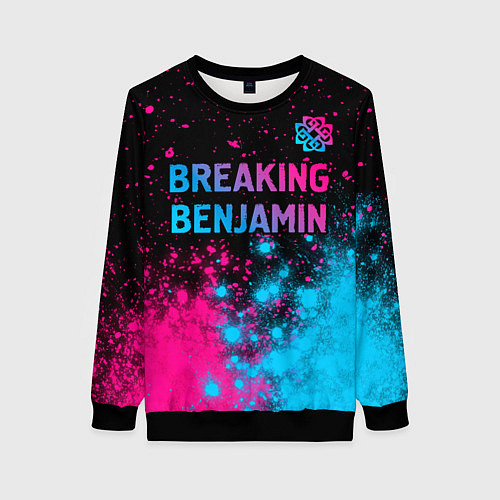 Женский свитшот Breaking Benjamin - neon gradient: символ сверху / 3D-Черный – фото 1