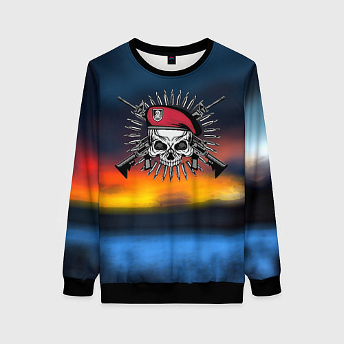 Женский свитшот Спецназ краповый берет / 3D-Черный – фото 1