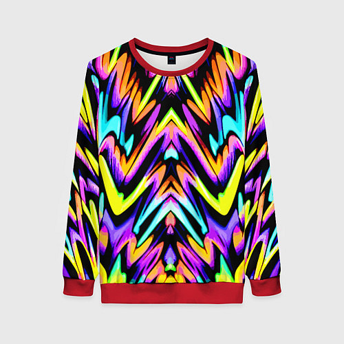 Женский свитшот Красочный зеркальный паттерн - нейросеть / 3D-Красный – фото 1