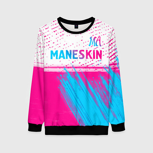 Женский свитшот Maneskin neon gradient style: символ сверху / 3D-Черный – фото 1