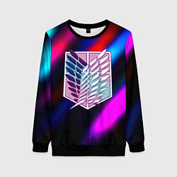 Свитшот женский Attack on Titan stripes neon, цвет: 3D-черный