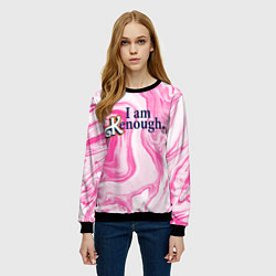 Свитшот женский I am kenough - розовые разводы краски, цвет: 3D-черный — фото 2