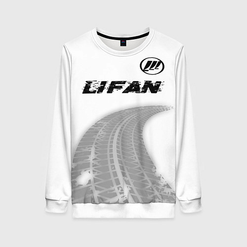 Женский свитшот Lifan speed на светлом фоне со следами шин: символ / 3D-Белый – фото 1