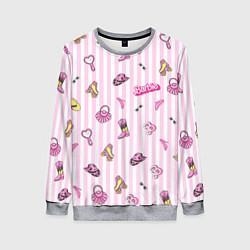 Женский свитшот Барби - розовая полоска и аксессуары