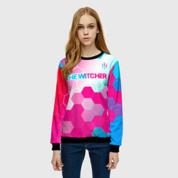 Свитшот женский The Witcher neon gradient style: символ сверху, цвет: 3D-черный — фото 2