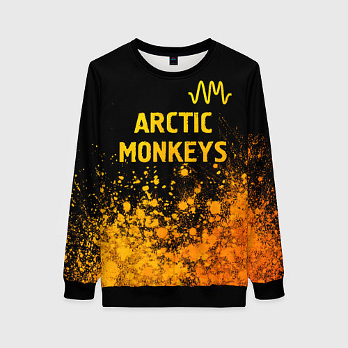Женский свитшот Arctic Monkeys - gold gradient: символ сверху / 3D-Черный – фото 1