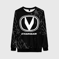 Свитшот женский Changan speed на темном фоне со следами шин, цвет: 3D-черный