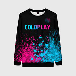 Женский свитшот Coldplay - neon gradient: символ сверху
