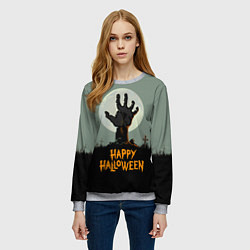 Свитшот женский Halloween - рука мертвеца, цвет: 3D-меланж — фото 2