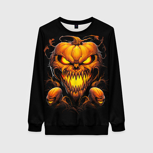 Женский свитшот Evil pumpkin / 3D-Черный – фото 1
