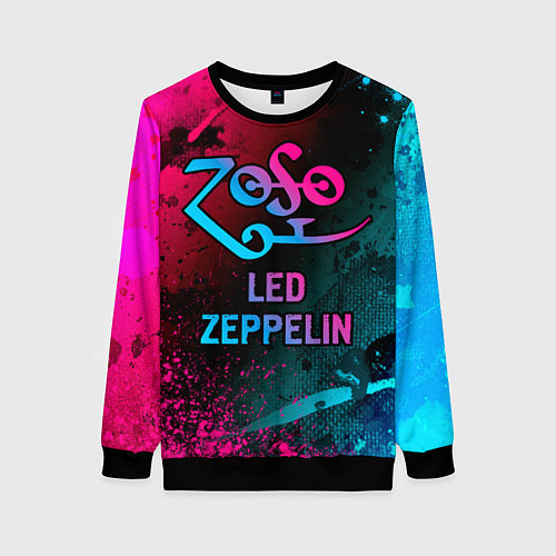 Женский свитшот Led Zeppelin - neon gradient / 3D-Черный – фото 1