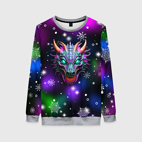 Женский свитшот Неновый дракон / 3D-Меланж – фото 1