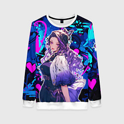 Свитшот женский Шинобу Кочо и граффити, цвет: 3D-белый