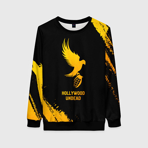 Женский свитшот Hollywood Undead - gold gradient / 3D-Черный – фото 1