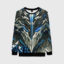 Женский свитшот Синий неоновый кибер демон