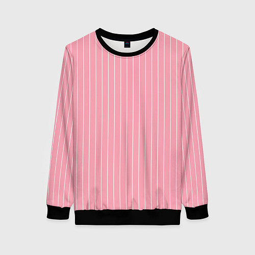 Женский свитшот Розовый широкая полоска / 3D-Черный – фото 1