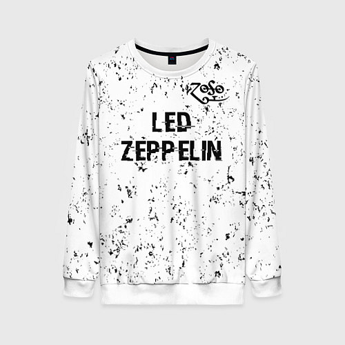 Женский свитшот Led Zeppelin glitch на светлом фоне посередине / 3D-Белый – фото 1