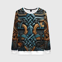 Свитшот женский Асимметричный узор в скандинавском стиле, цвет: 3D-белый