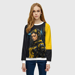 Свитшот женский Девушка сигнальной одежде, цвет: 3D-белый — фото 2