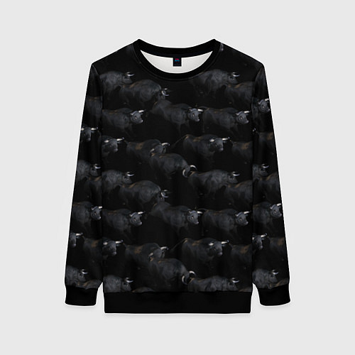 Женский свитшот Ночные быки / 3D-Черный – фото 1