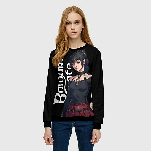 Женский свитшот Baldurs gate 3 - shadowheart / 3D-Черный – фото 3