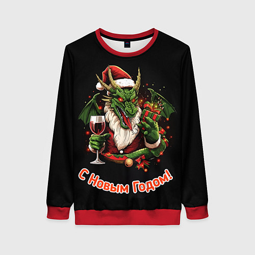 Женский свитшот Дракон Мороз / 3D-Красный – фото 1