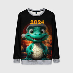 Свитшот женский Зеленый дракон 2024, цвет: 3D-меланж