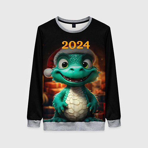 Женский свитшот Зеленый дракон 2024 / 3D-Меланж – фото 1