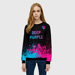 Свитшот женский Deep Purple - neon gradient посередине, цвет: 3D-черный — фото 2