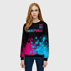 Свитшот женский OneRepublic - neon gradient посередине, цвет: 3D-черный — фото 2