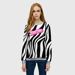 Свитшот женский Ретро Барби - паттерн полосок зебры, цвет: 3D-меланж — фото 2